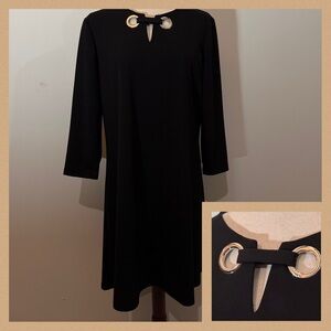 ANNE KLEIN Midi Black Dress with Silver Details